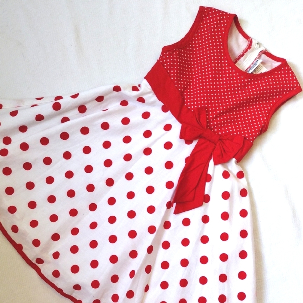 S. Square USA Girls Red Polka Dot Dress